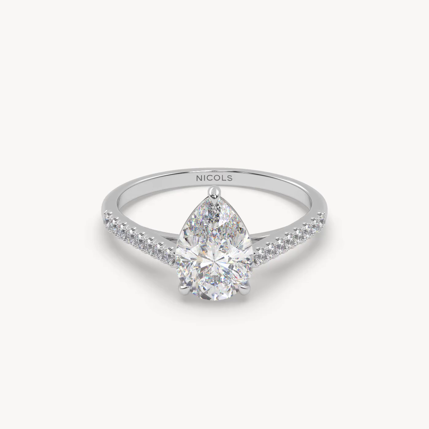 pt platinum  petite pavé cathedral engagement ring for 1.5 ct pear diamond cut Photos & images
