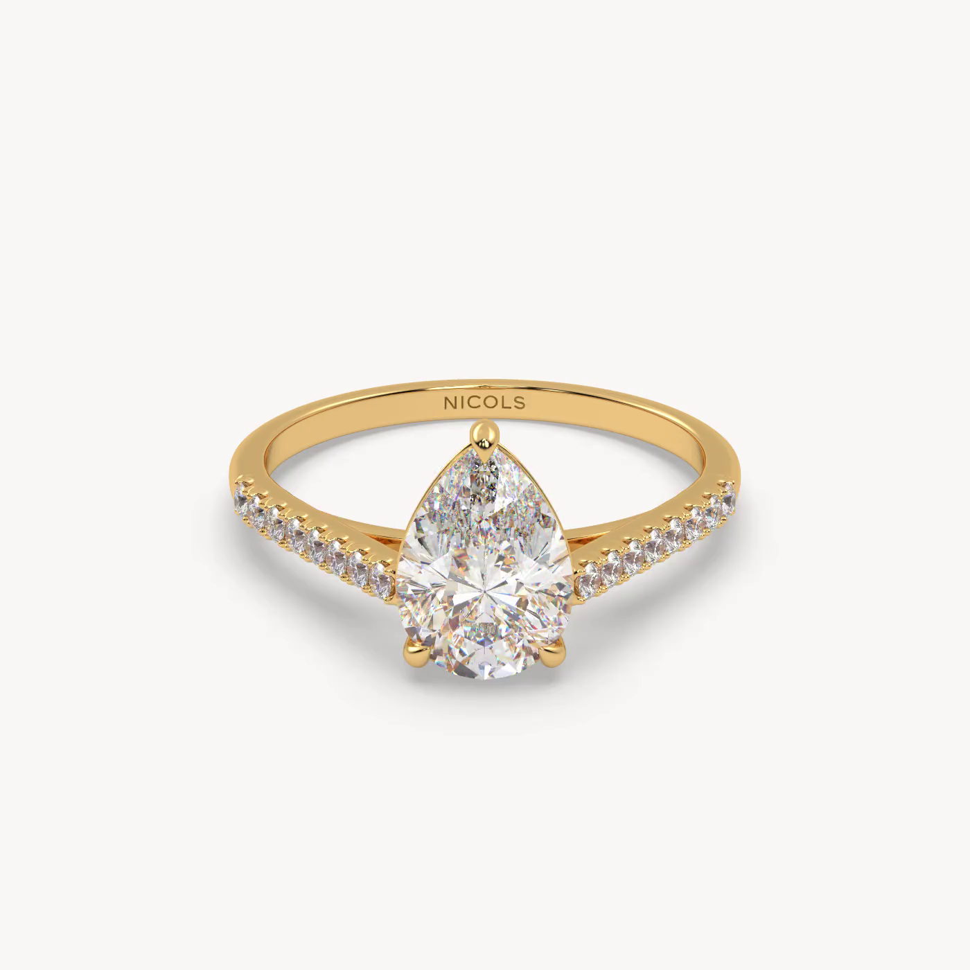 pt platinum  petite pavé cathedral engagement ring for 1.5 ct pear diamond cut Photos & images
