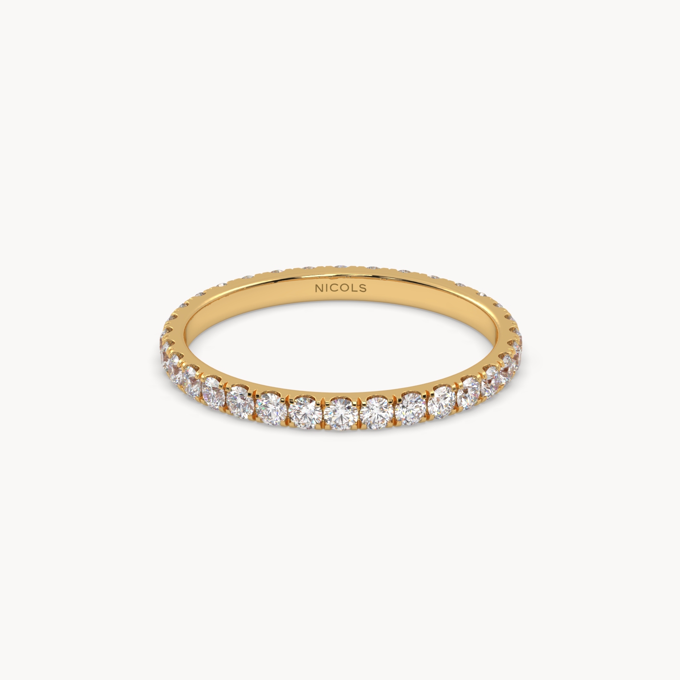 18k yellow gold  petite pavé round cut full eternity ring – 0.70ct total