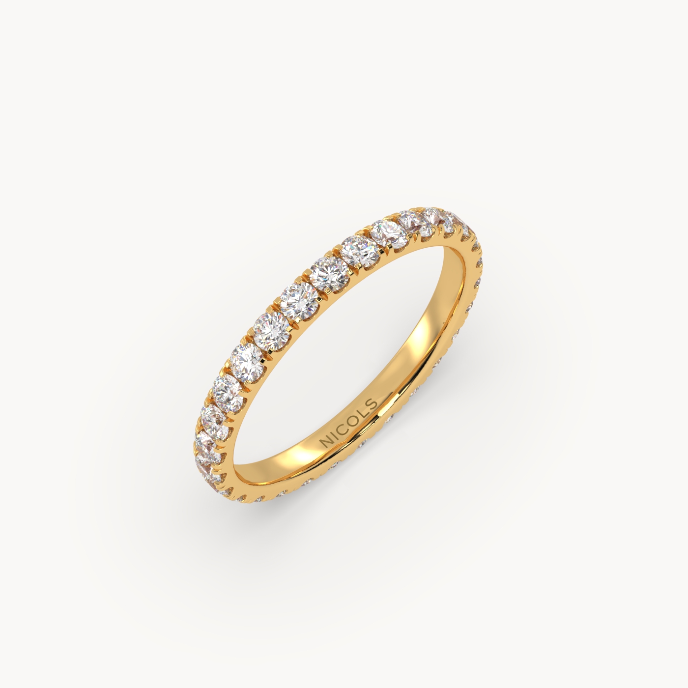 18k yellow gold  petite pavé round cut full eternity ring – 1ct total