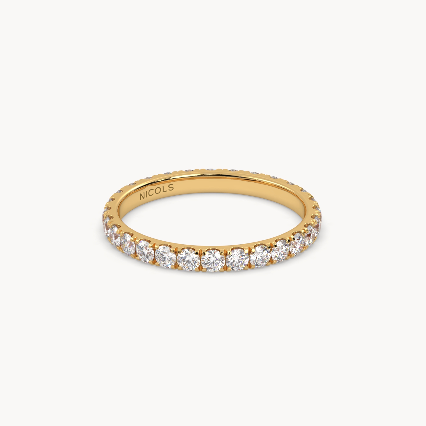 18k yellow gold  petite pavé round cut full eternity ring – 1ct total