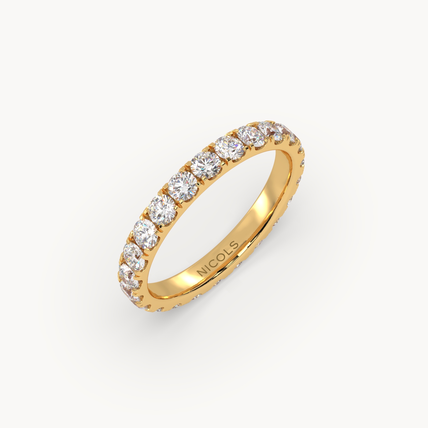 18k yellow gold  petite pavé round cut full eternity ring – 1.5ct total