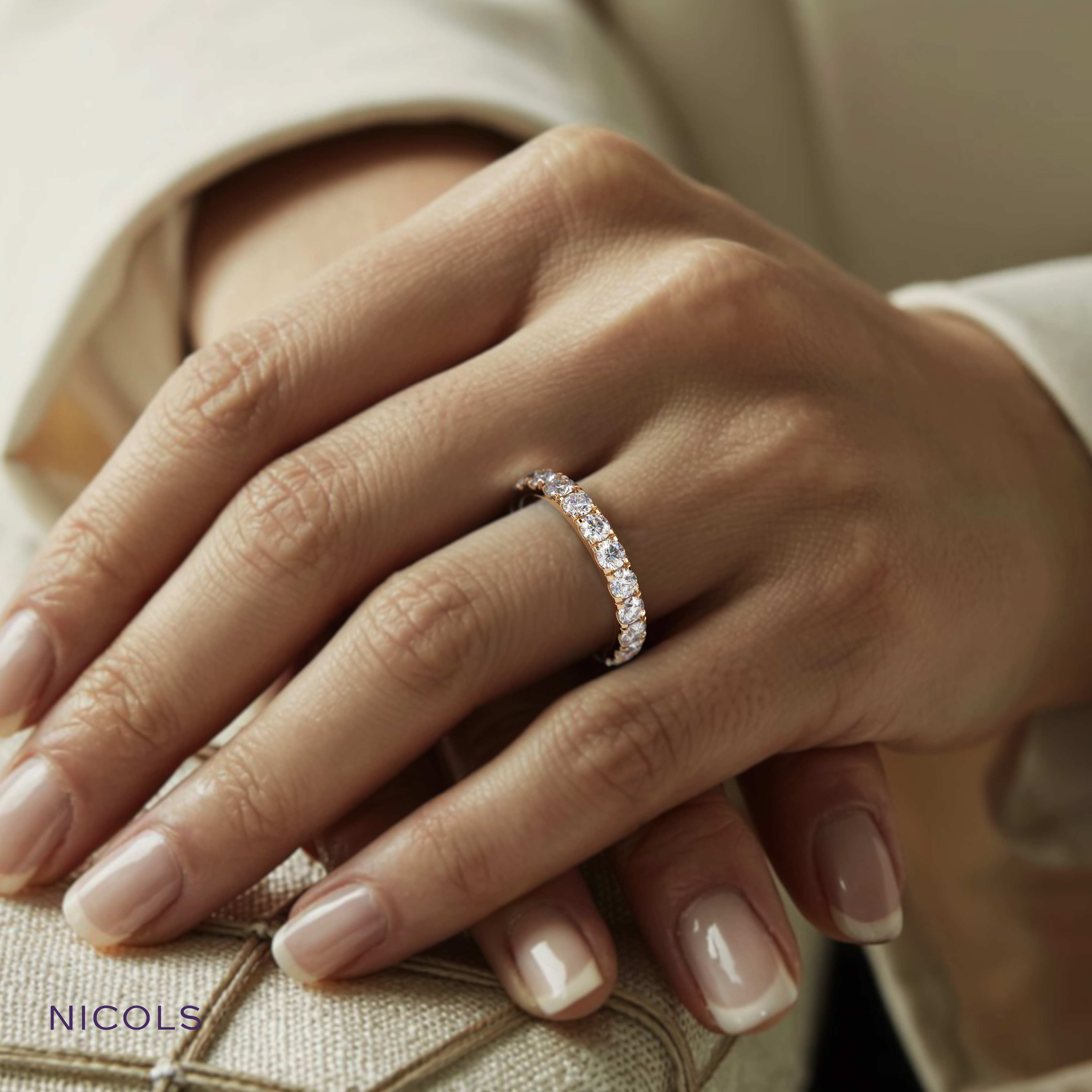 pt platinum  petite pavé round cut full eternity ring – 1.5ct total