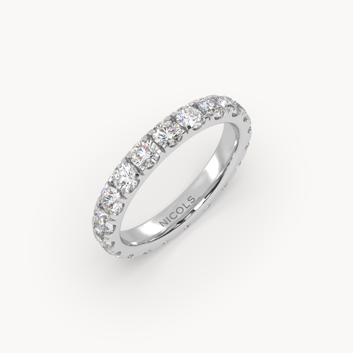 18k white gold  petite pavé round cut full eternity ring – 2ct total