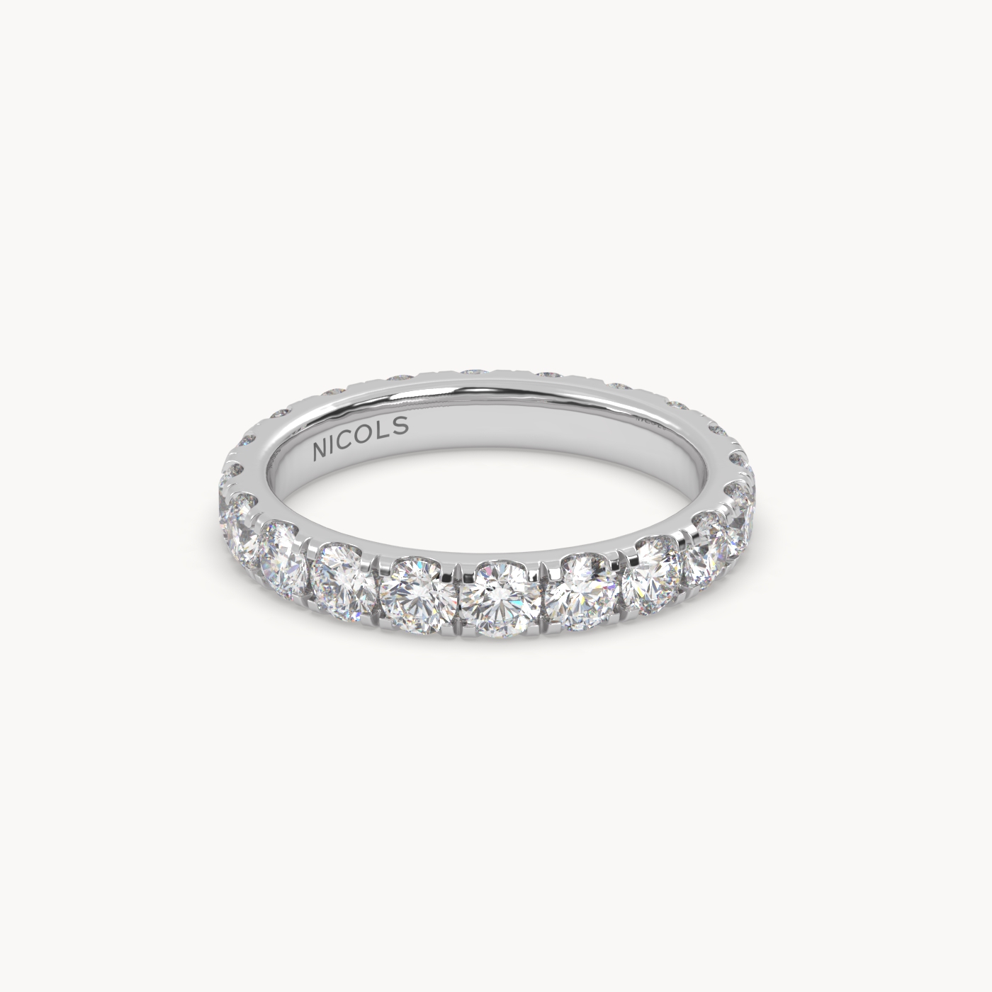 18k white gold  petite pavé round cut full eternity ring – 2ct total