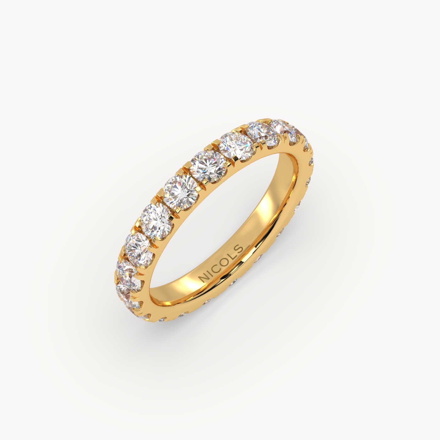 18k yellow gold  petite pavé round cut full eternity ring – 2ct total