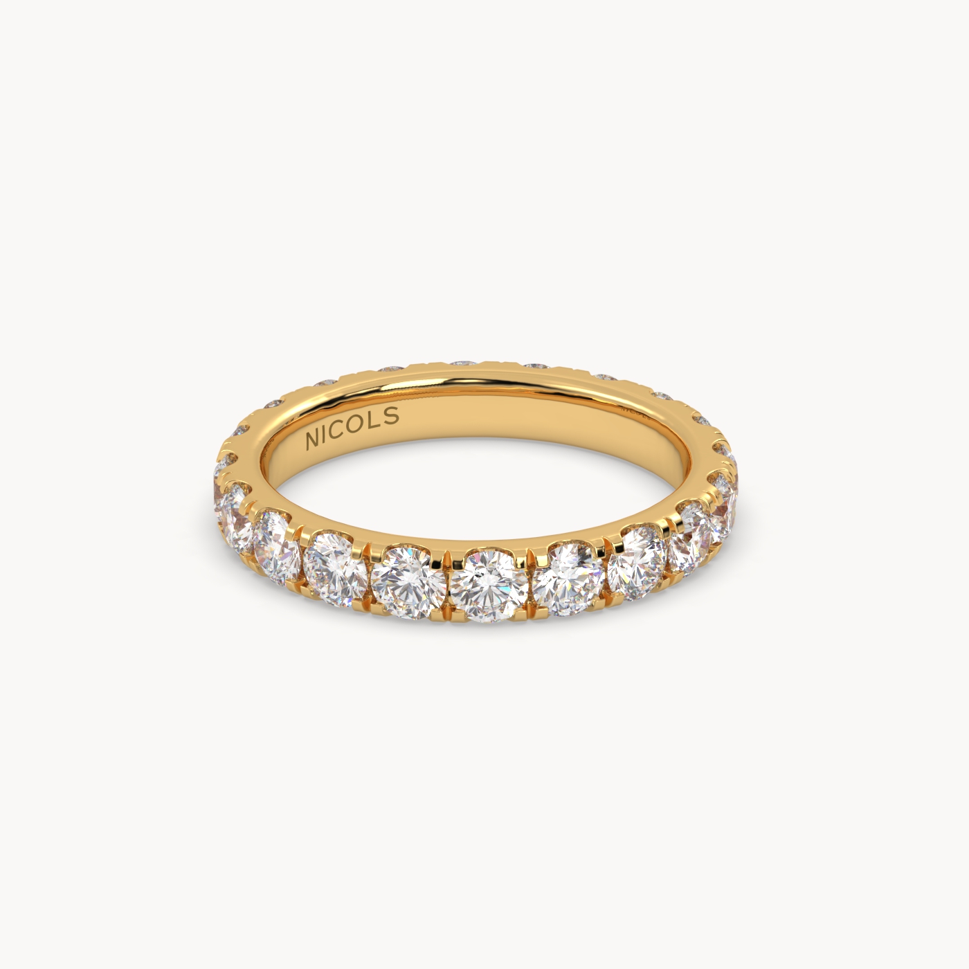 18k yellow gold  petite pavé round cut full eternity ring – 2ct total