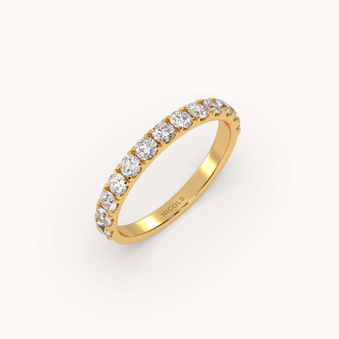 18k yellow gold  petite pavé half eternity ring round cut – 0.70ct total