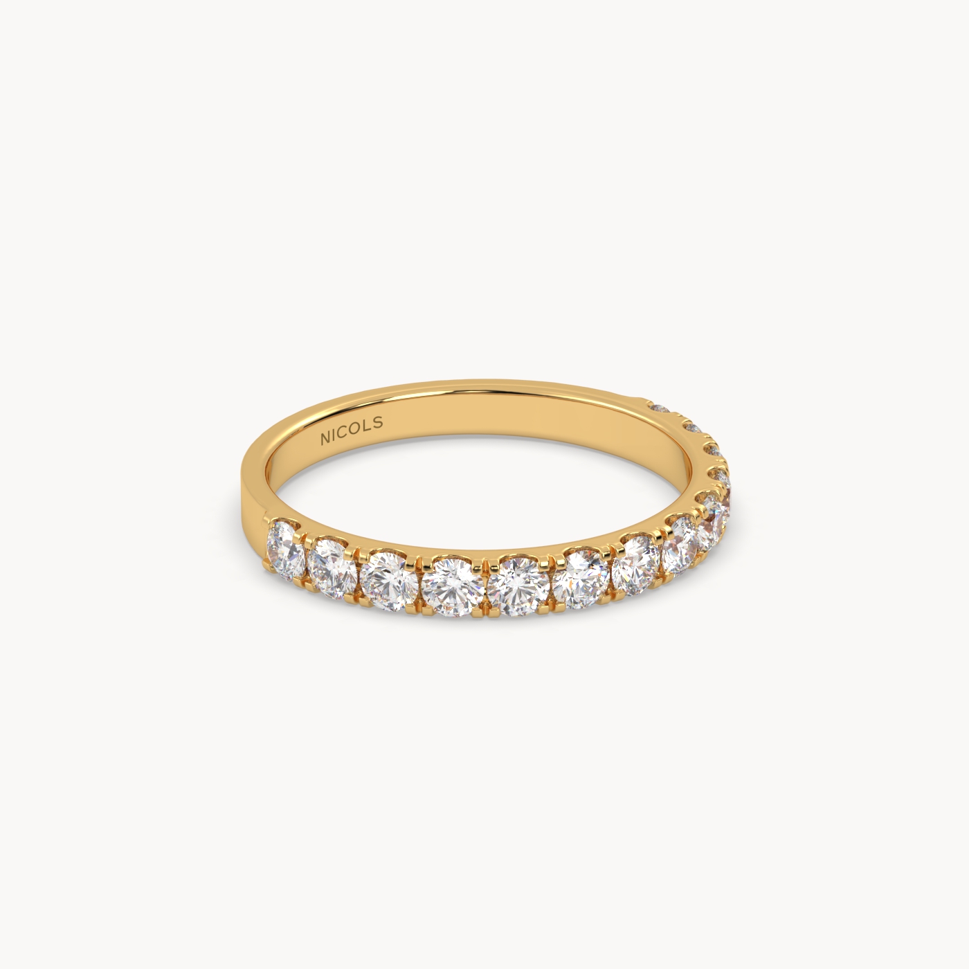 18k yellow gold  petite pavé half eternity ring round cut – 0.70ct total