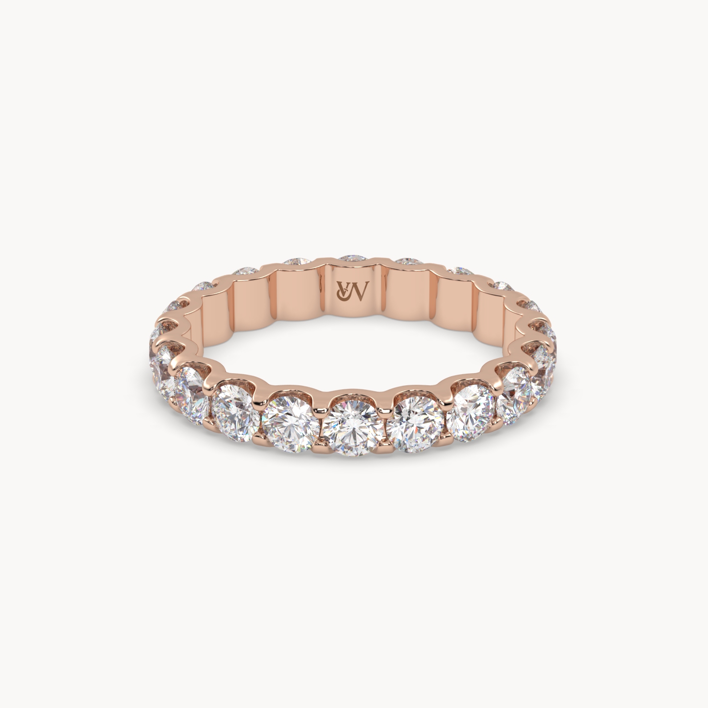 18k rose gold  round cut diamond eternity ring – 2ct total