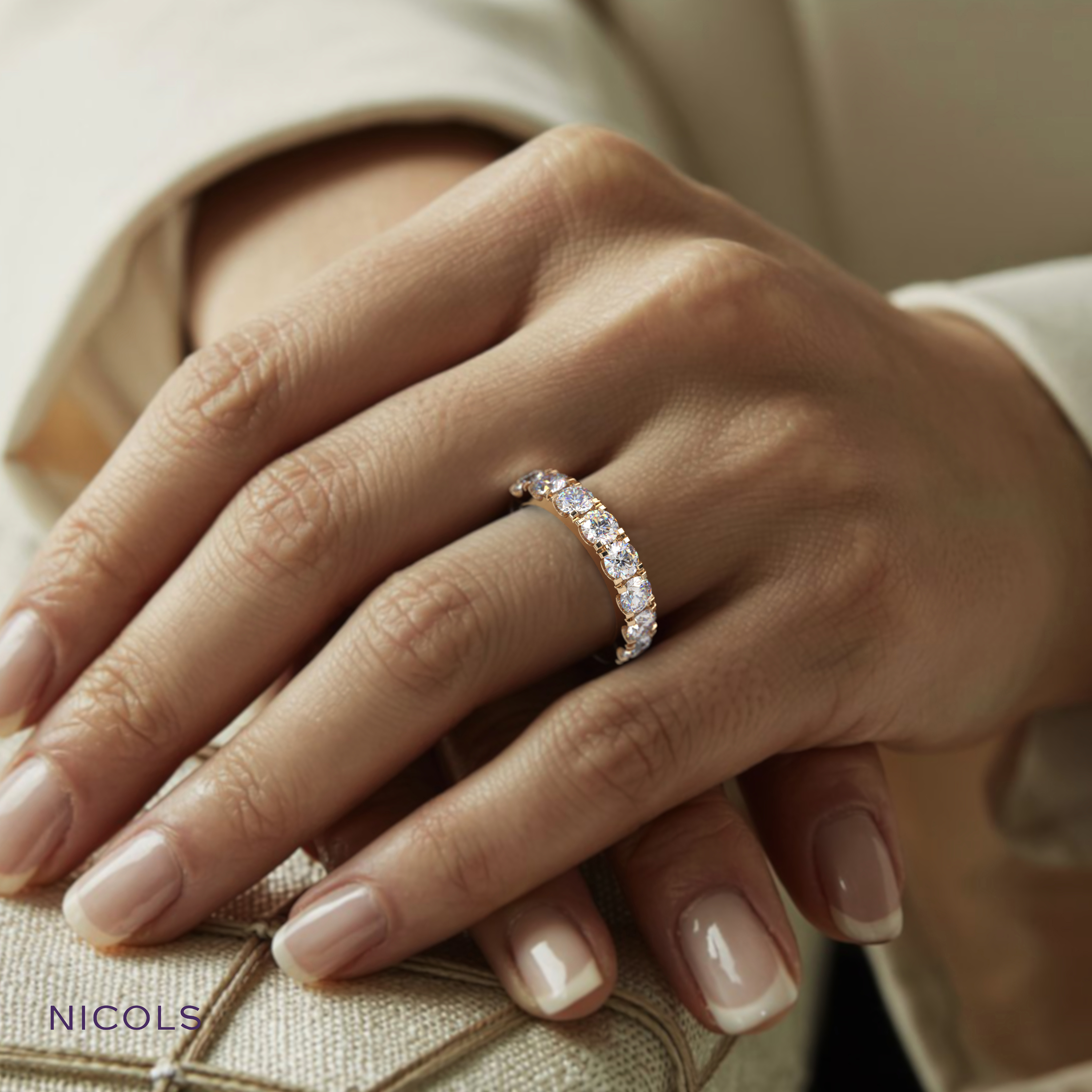 petite pavé half eternity ring round cut – 2ct total