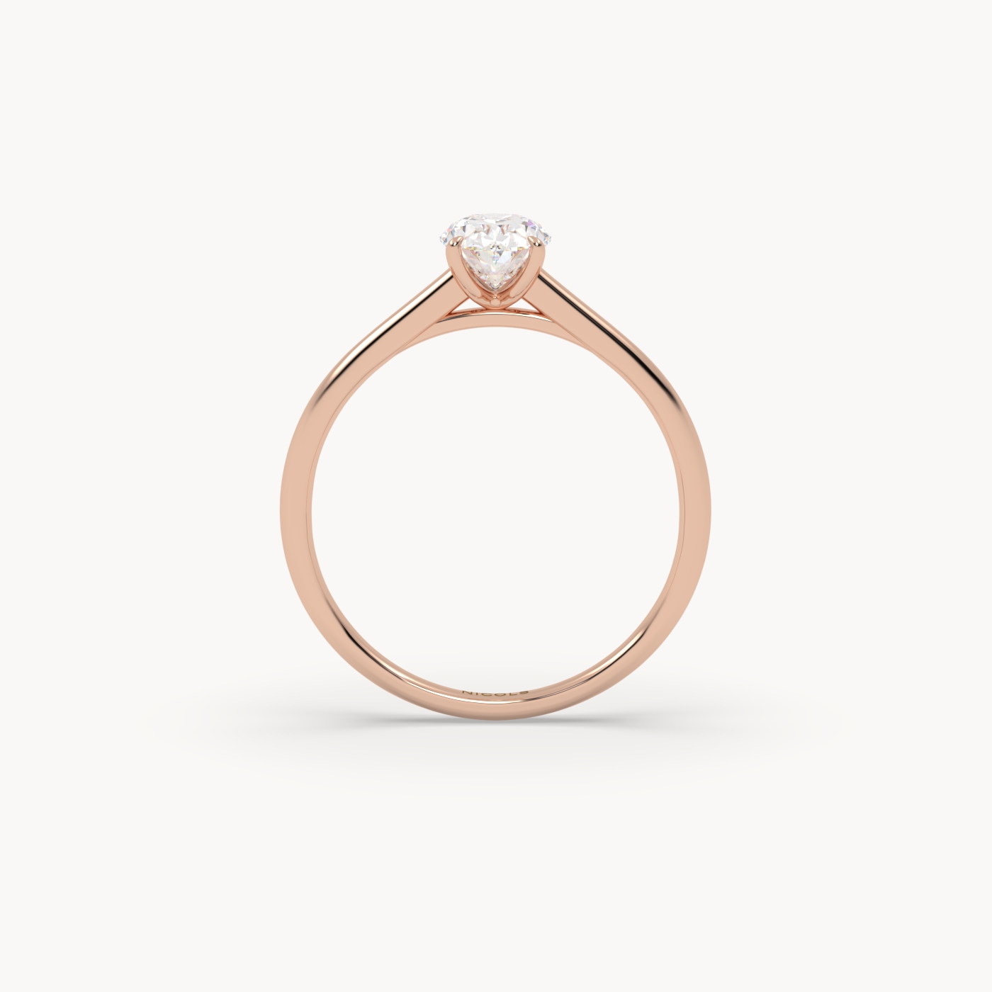 18k rose gold  cathedral solitaire engagement ring for 0.70ct oval diamond