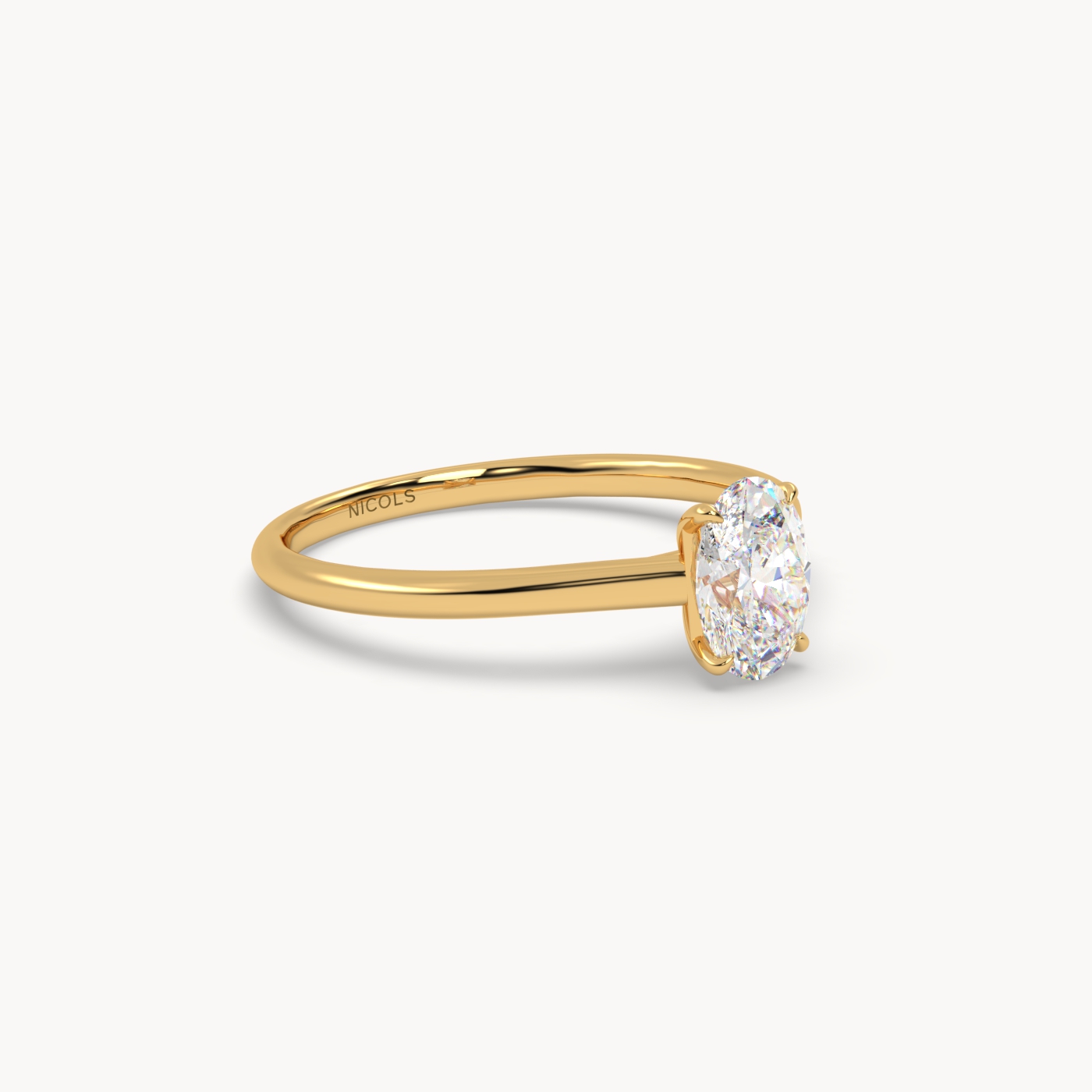 18k yellow gold  cathedral solitaire engagement ring for 0.70ct oval diamond