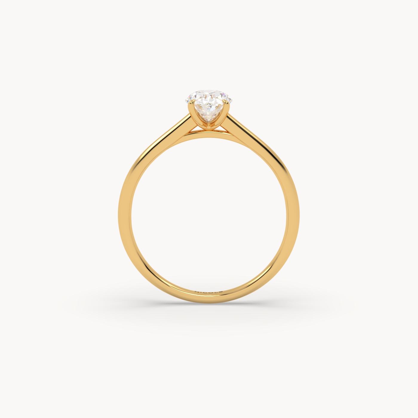 18k yellow gold  cathedral solitaire engagement ring for 0.70ct oval diamond