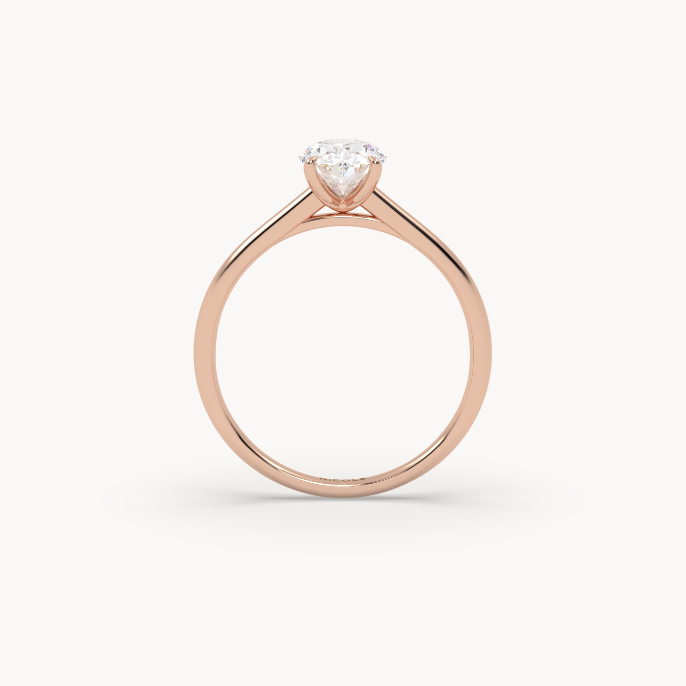 18k rose gold  cathedral solitaire engagement ring for 1ct oval diamond