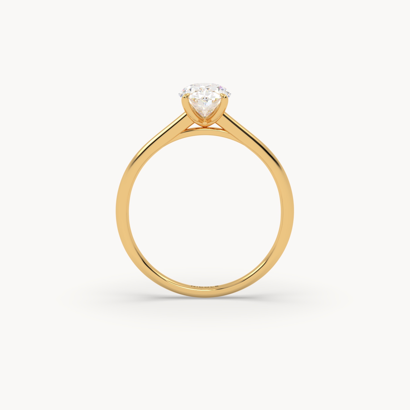 18k yellow gold  cathedral solitaire engagement ring for 1 oval diamond