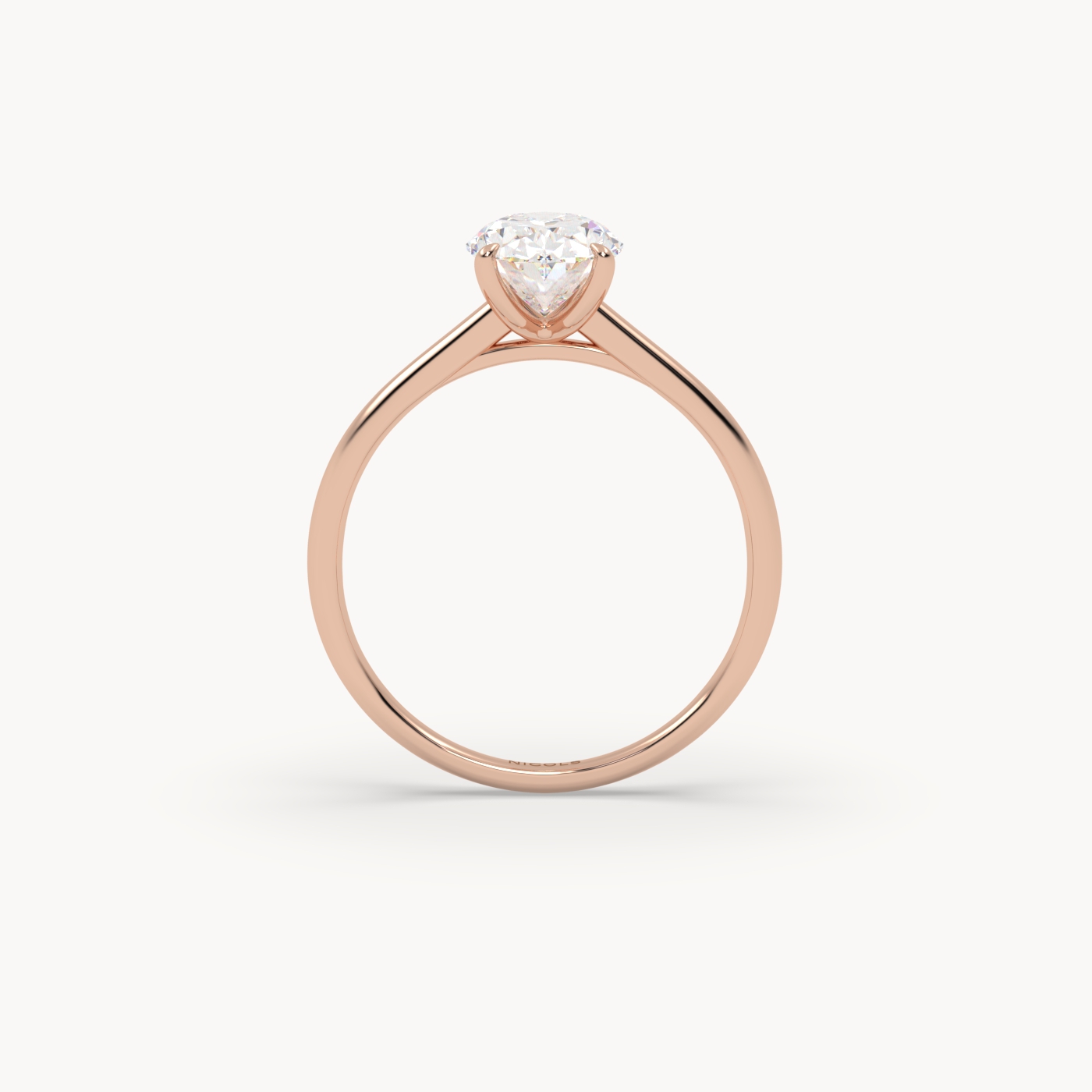 18k rose gold  cathedral solitaire engagement ring for 0.70ct oval diamond
