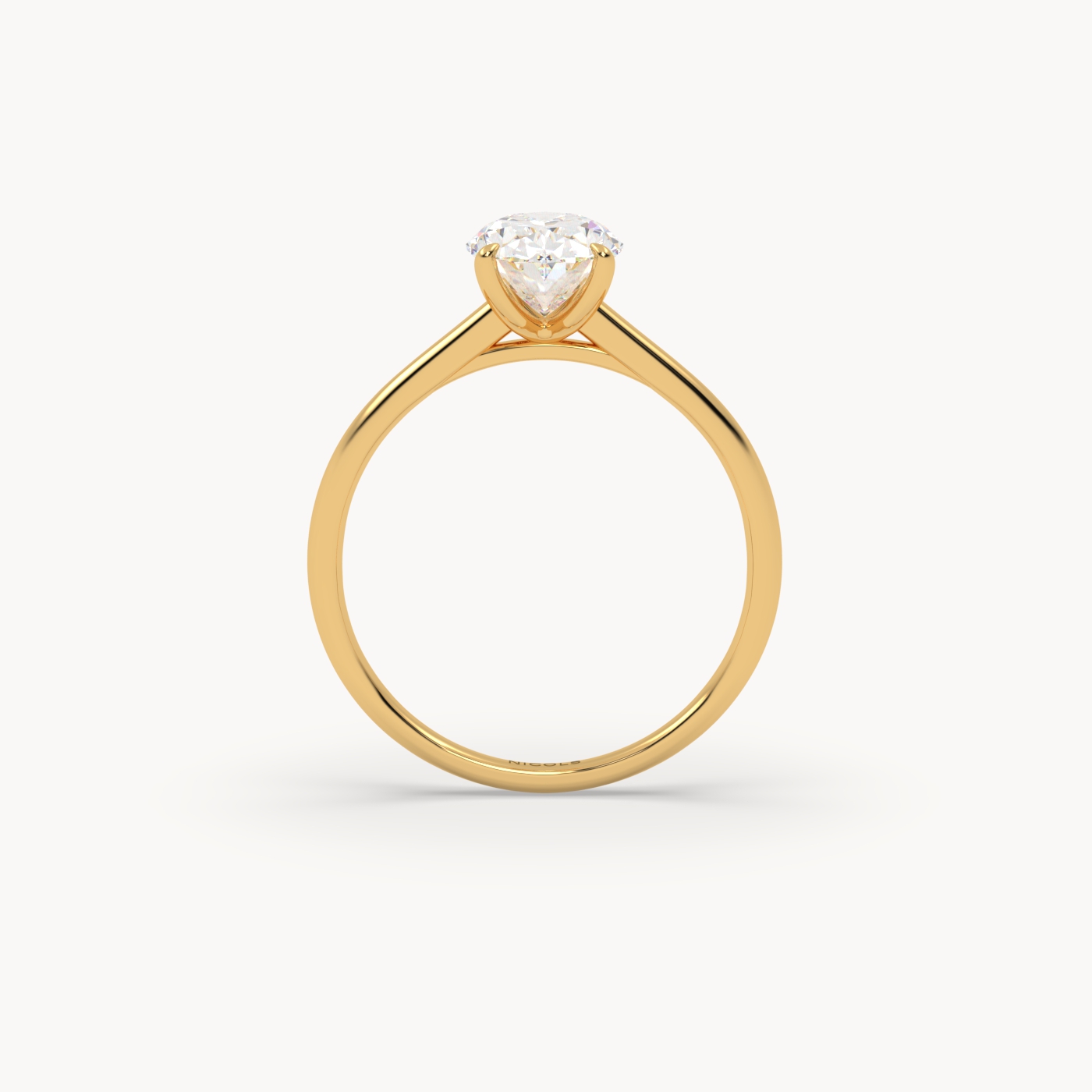 18k yellow gold  cathedral solitaire engagement ring for 1.5ct oval diamond