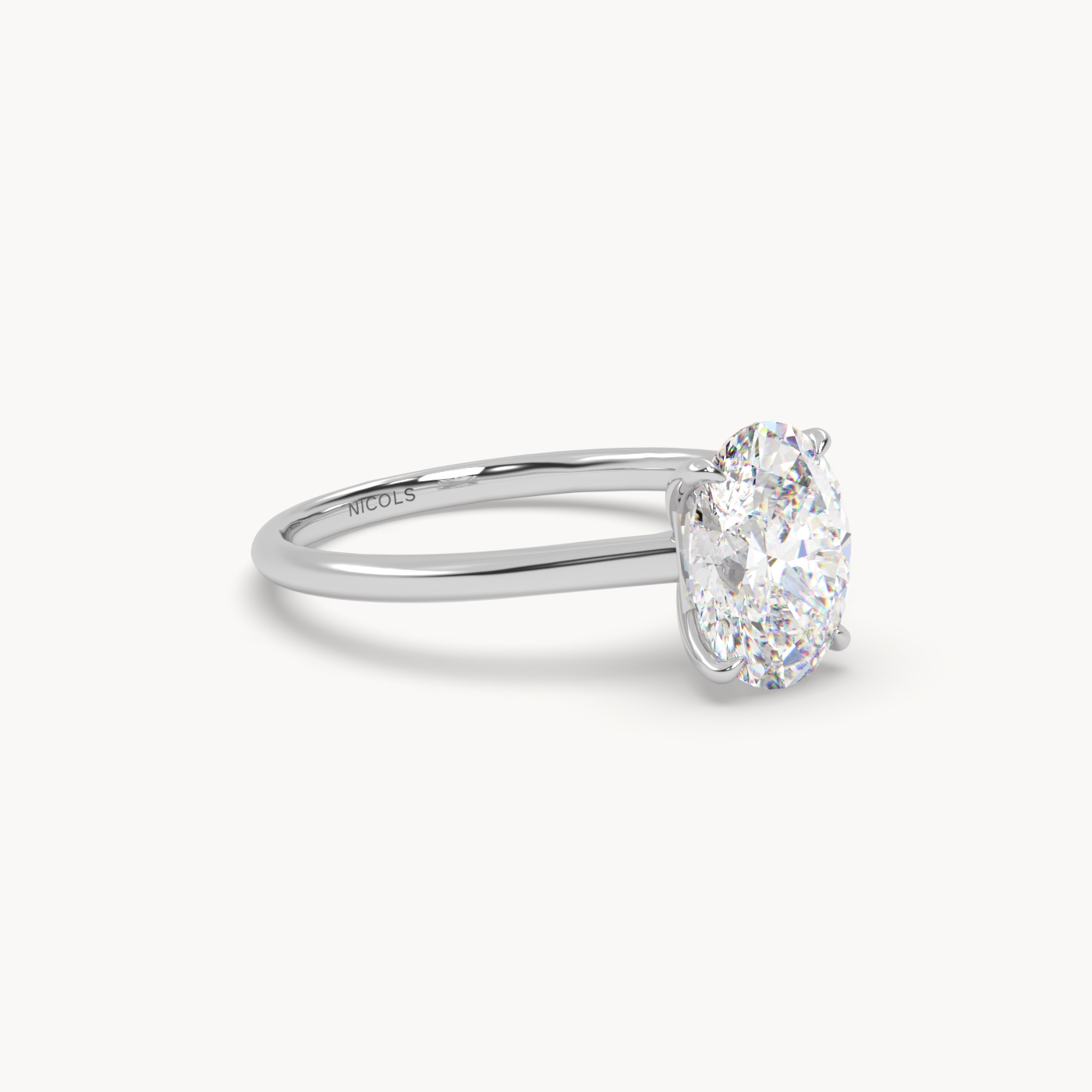 18k white gold cathedral solitaire engagement ring for 2ct oval diamond
