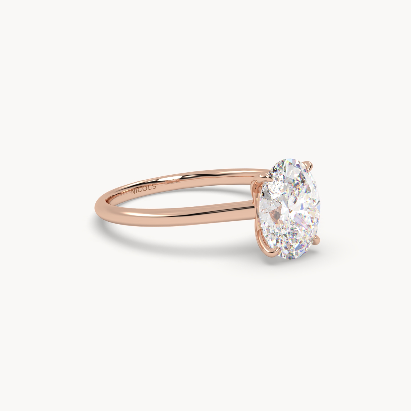 18k rose gold cathedral solitaire engagement ring for 2ct oval diamond