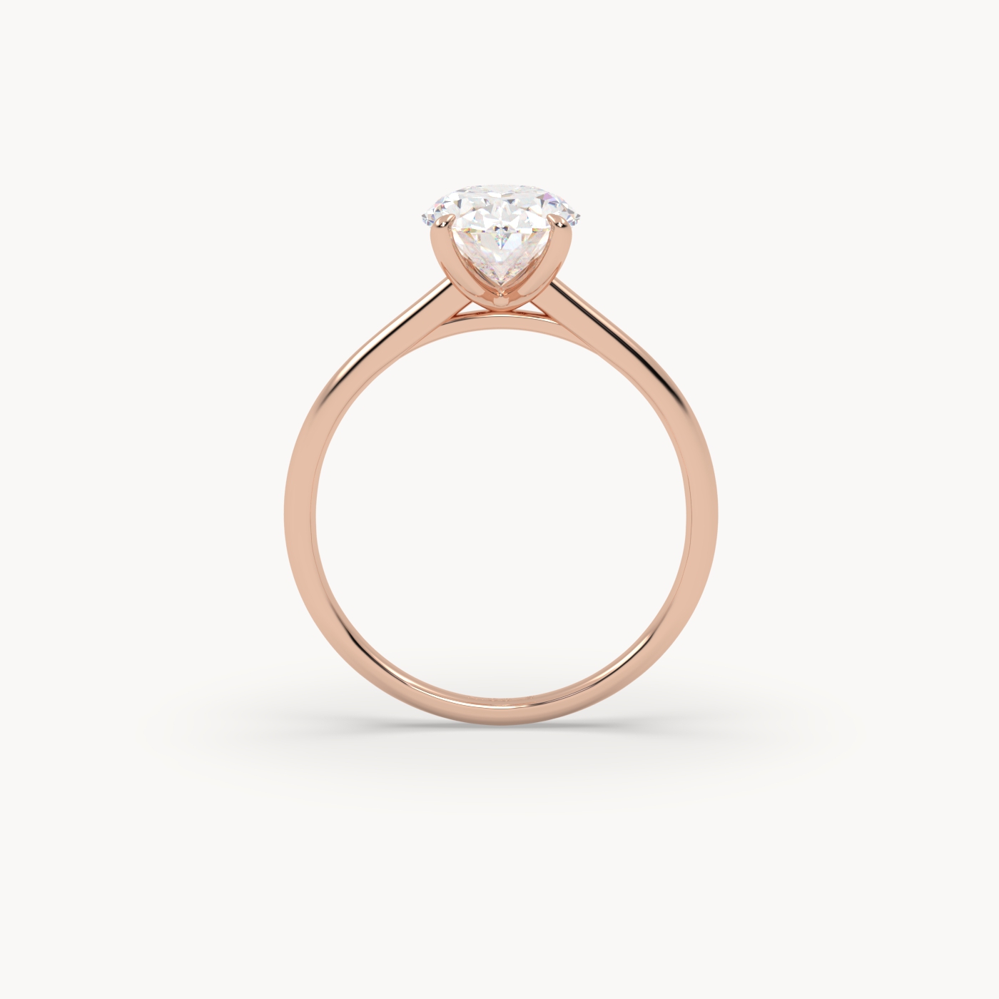 18k rose gold cathedral solitaire engagement ring for 2ct oval diamond