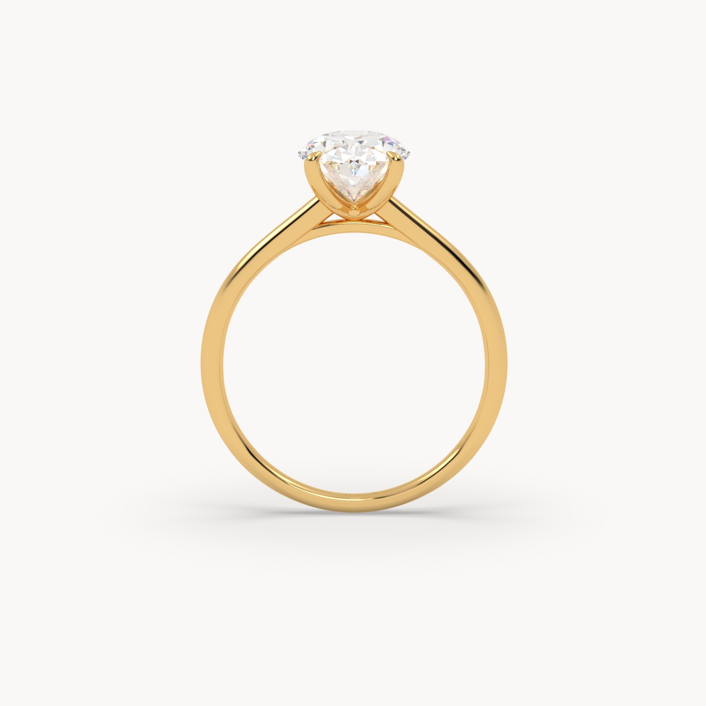 18k yellow gold cathedral solitaire engagement ring for 2ct oval diamond