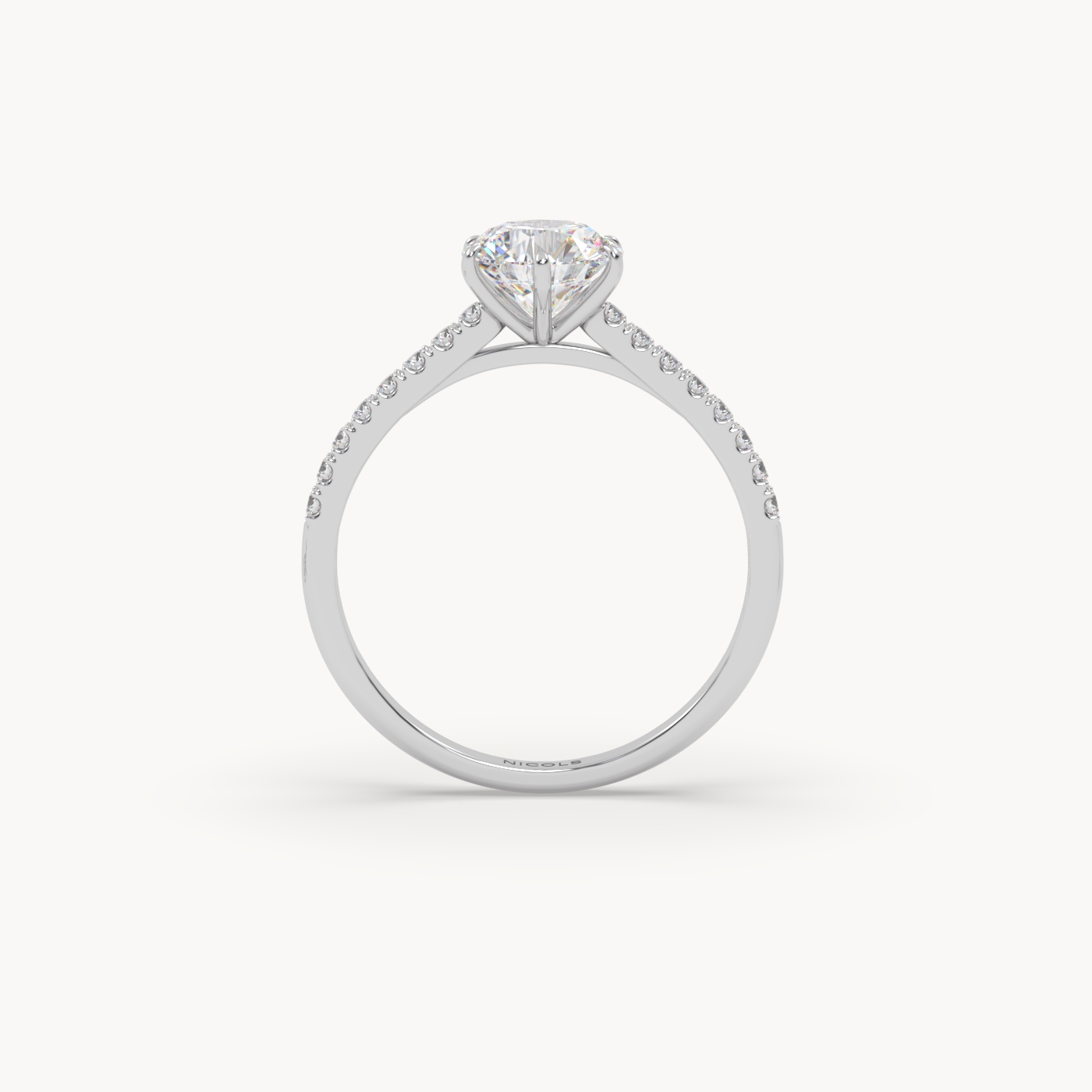 PT Platinum Six-Prong Pavé Cathedral Engagement Ring for 1ct Round Diamond