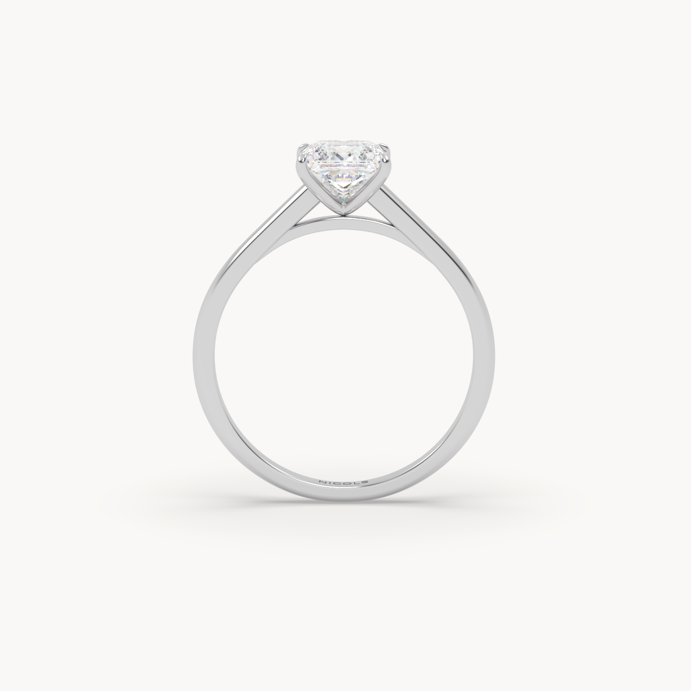 18K White Gold Cathedral Solitaire Engagement Ring for Princess Diamond
