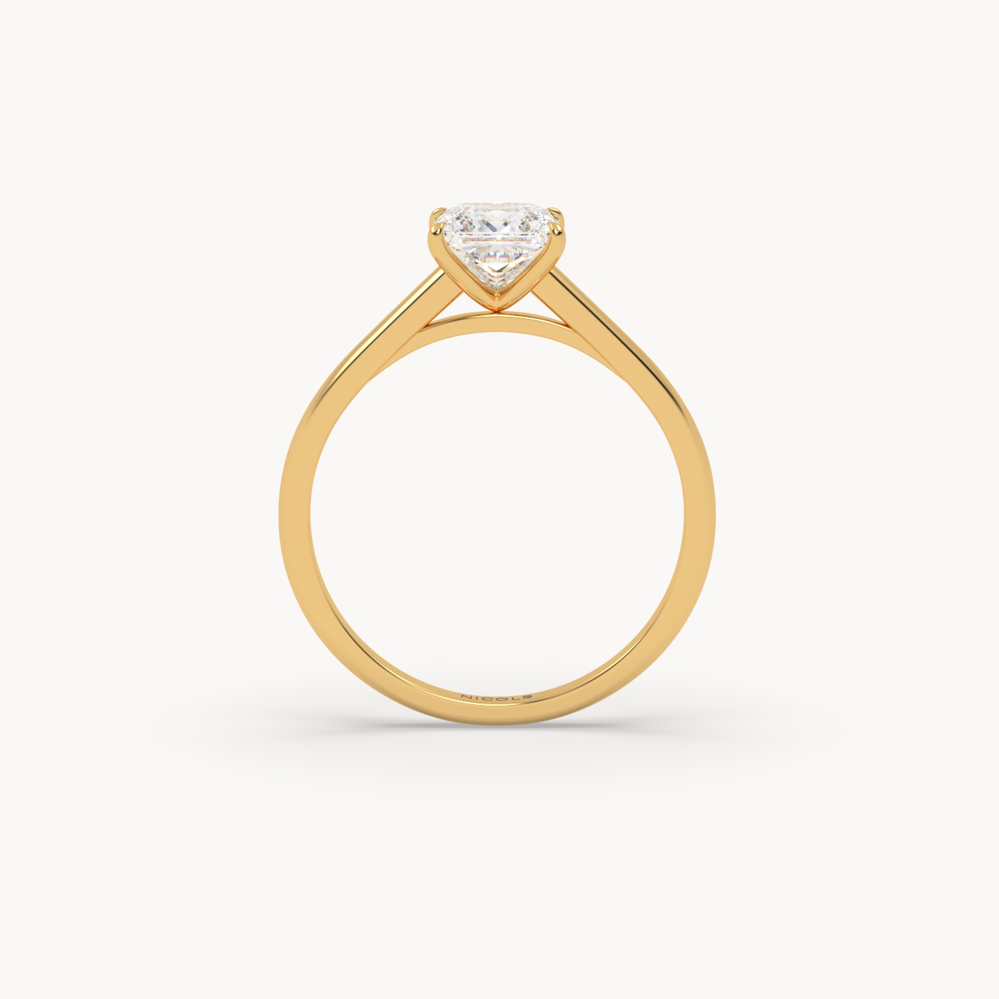 18K Yellow Gold Cathedral Solitaire Engagement Ring for Princess Diamond