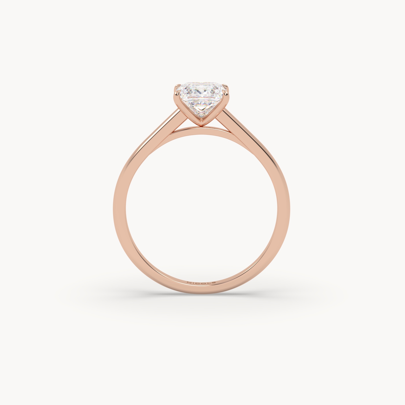 18K Rose Gold Cathedral Solitaire Engagement Ring for Princess Diamond